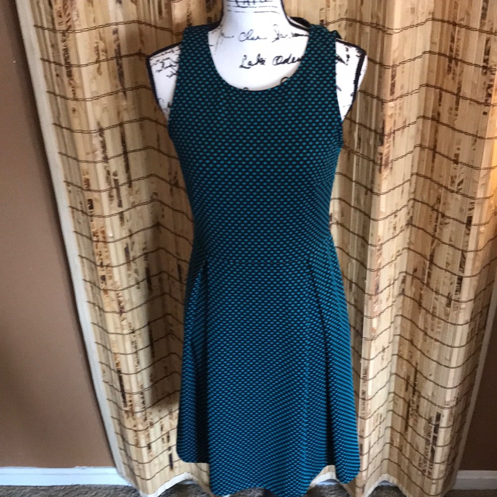 41 Hawthorn Teal with Black Dot Sleeveless Midi Dress